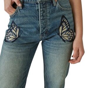Lucky Brand Embroidery Butterflies High Rise Drew Mom Size 2/26A